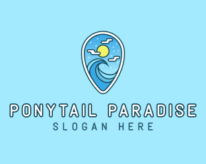 Pin Location Beach logo design