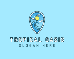 Paradise - Pin Location Beach logo design