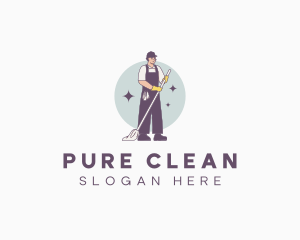 Janitor Cleaning Employee logo design