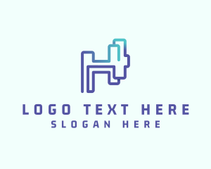 Letter H - Digital Tech Circuit logo design
