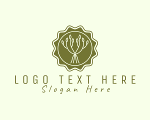 Vegan - Tulip Flower Badge logo design