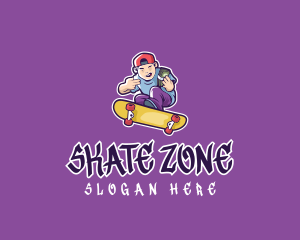 Skate - Rich Skater Boy logo design