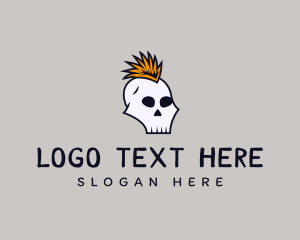 Rock And Roll - Skull Mohawk Punk logo design