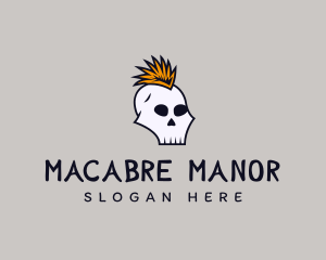 Grotesque - Skull Mohawk Punk logo design