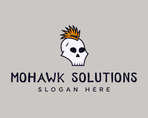 Skull Mohawk Punk logo design