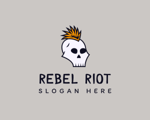 Skull Mohawk Punk logo design