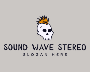 Stereo - Skull Mohawk Punk logo design