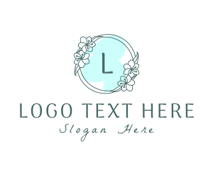 Teal - Watercolor Flowers Makeup Cosmetics logo design