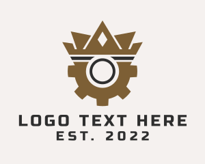 Factory Worker - Crown Cog Gear logo design