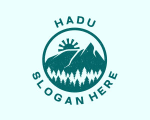 Round - Mountain Sun Forest logo design
