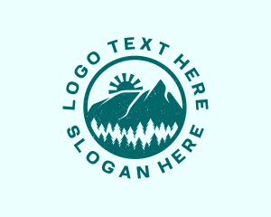 Woods - Mountain Sun Forest logo design