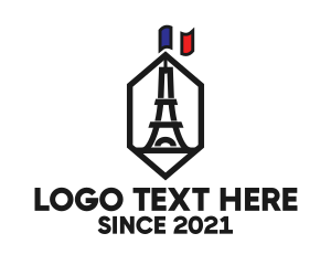 France Map - Eiffel Tower Landmark logo design