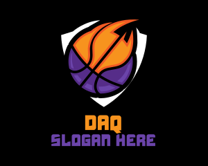 Basketball Fire Shield Logo
