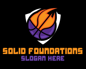 Sports Channel - Basketball Fire Shield logo design