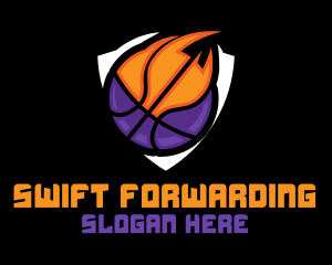 Basketball Fire Shield logo design