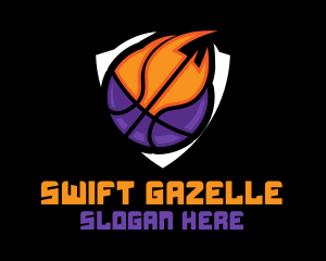 Basketball Fire Shield logo design