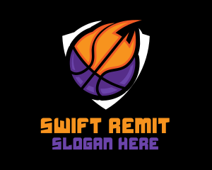 Basketball Fire Shield logo design