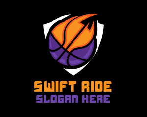 Basketball Fire Shield logo design