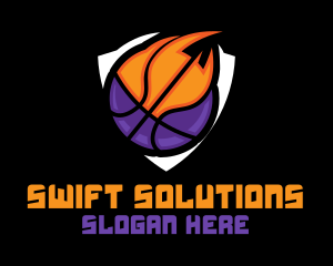Basketball Fire Shield logo design