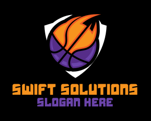 Swift - Basketball Fire Shield logo design