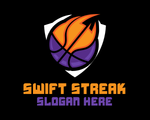 Basketball Fire Shield logo design