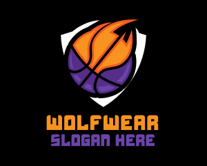 Court - Basketball Fire Shield logo design