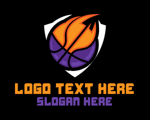 Ball - Basketball Fire Shield logo design