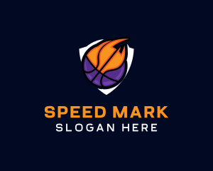 Basketball Fire Shield logo design