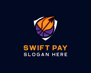 Basketball Fire Shield logo design