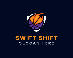 Basketball Fire Shield logo design