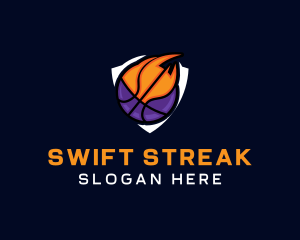 Basketball Fire Shield logo design