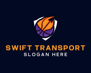 Basketball Fire Shield logo design