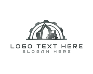 Bulldozer - Excavator Cog Industrial logo design