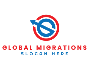 Global Letter G Arrow logo design