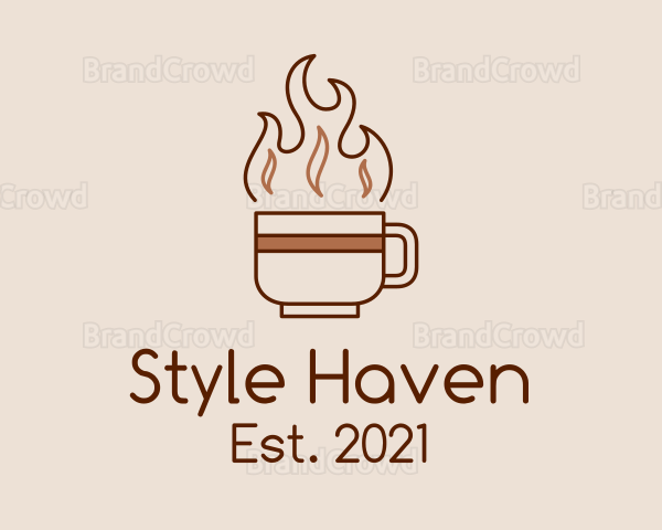 Hot Dark Roast Coffee Logo