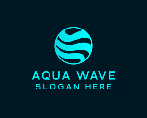 Ocean Wave Sphere Globe logo design