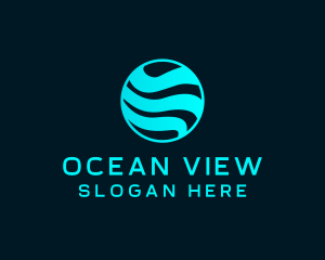 Ocean Wave Sphere Globe logo design