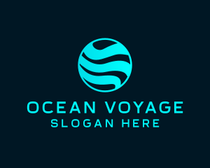 Ocean Wave Sphere Globe logo design