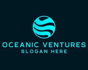 Ocean Wave Sphere Globe logo design