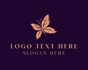 Luxury - Organic Leaf Butterfly logo design