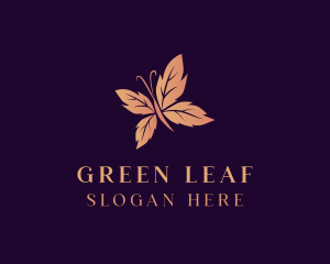 Organic Leaf Butterfly logo design