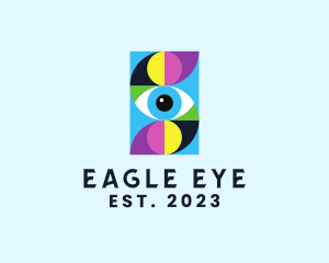 Watching - Colorful Retro Eye Letter logo design