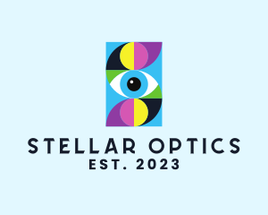 Colorful Retro Eye Letter  logo design