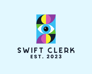 Colorful Retro Eye Letter  logo design