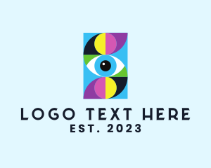 Visual Clinic - Colorful Retro Eye Letter logo design