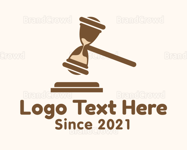 Brown Gavel Hourglass Logo