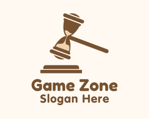 Brown Gavel Hourglass Logo