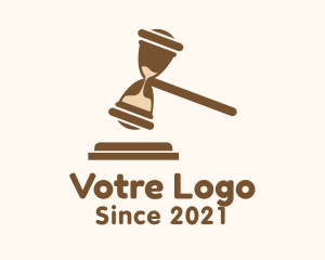 Supreme Court - Brown Gavel Hourglass logo design