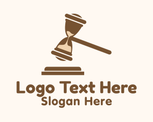 Brown Gavel Hourglass Logo