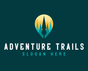 Forest Location Pin logo design